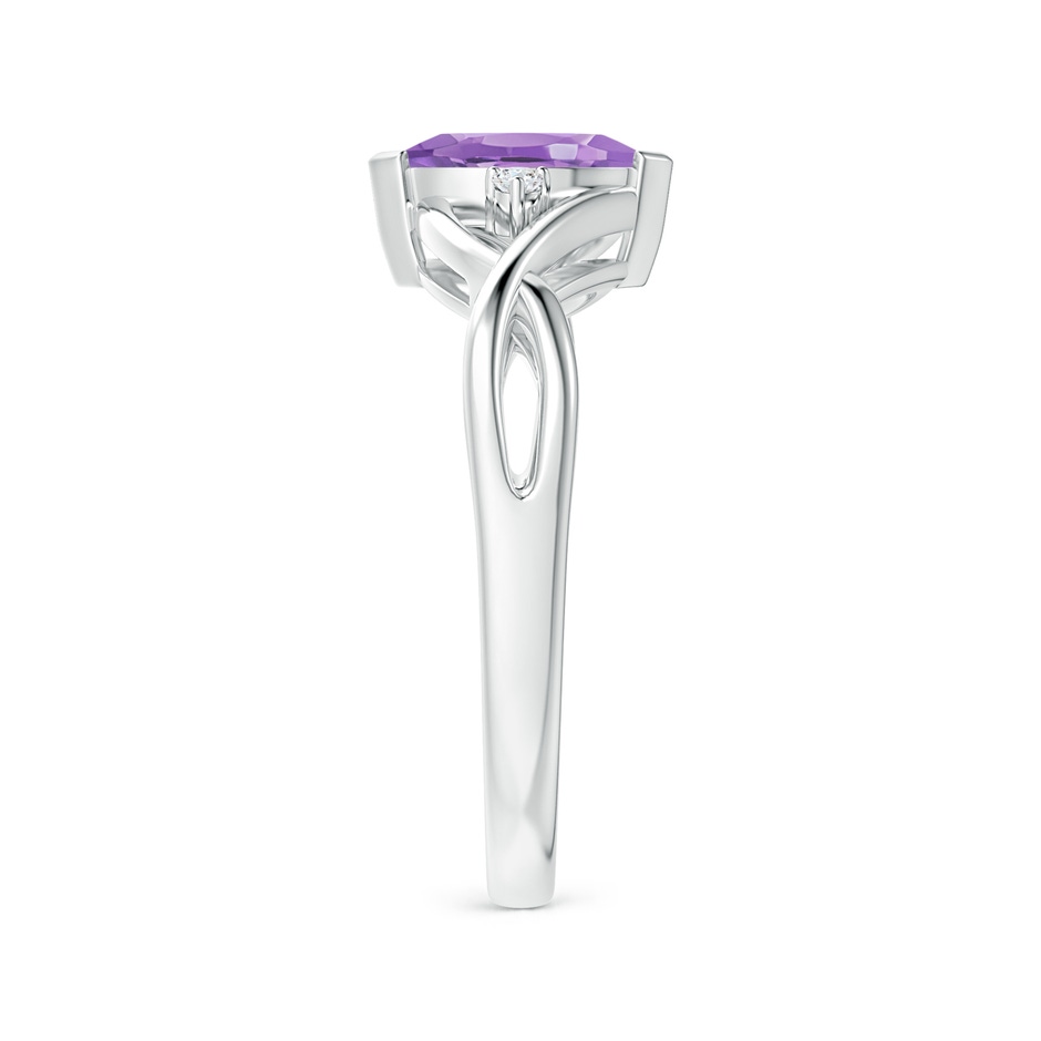 8x4mm A Criss-Cross Marquise Amethyst Solitaire Ring with Diamonds in 9K White Gold side 2