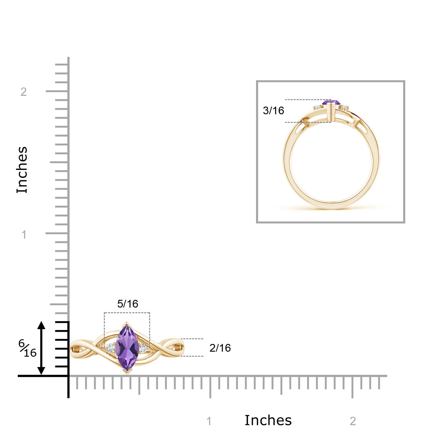 AA - Amethyst / 0.53 CT / 14 KT Yellow Gold