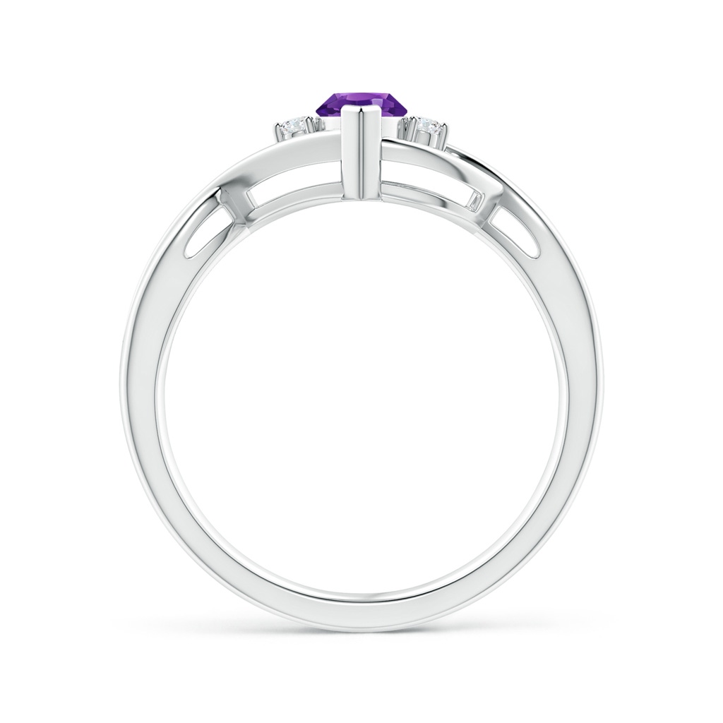 8x4mm AAAA Criss-Cross Marquise Amethyst Solitaire Ring with Diamonds in White Gold Side-1