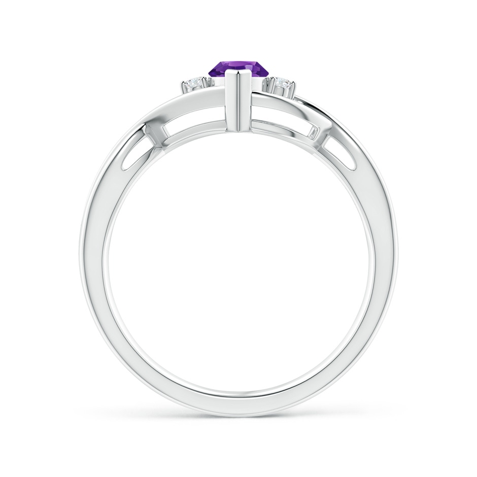 8x4mm AAAA Criss-Cross Marquise Amethyst Solitaire Ring with Diamonds in White Gold side-1