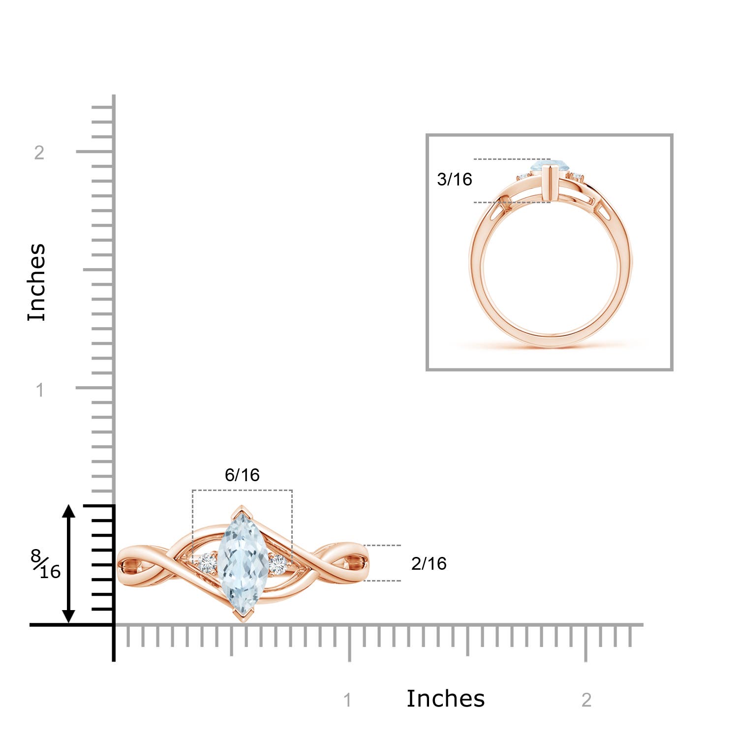 A - Aquamarine / 0.88 CT / 14 KT Rose Gold