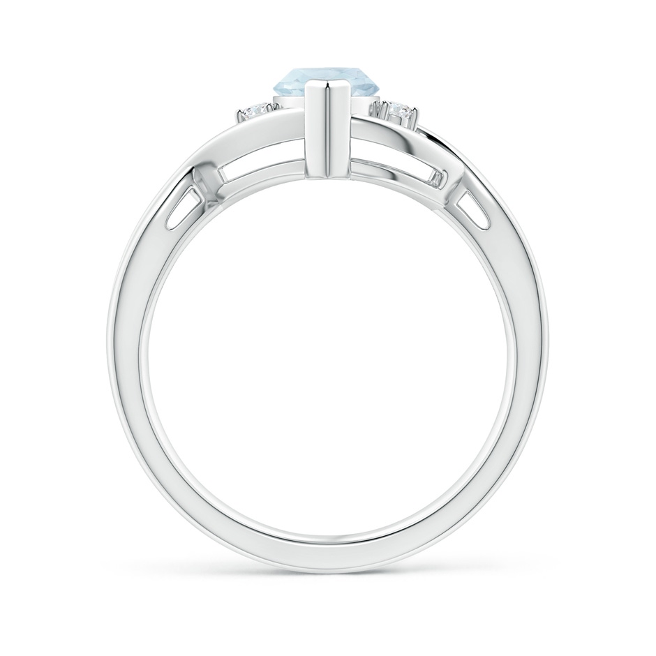 10x5mm A Criss-Cross Marquise Aquamarine Solitaire Ring with Diamonds in White Gold side-1