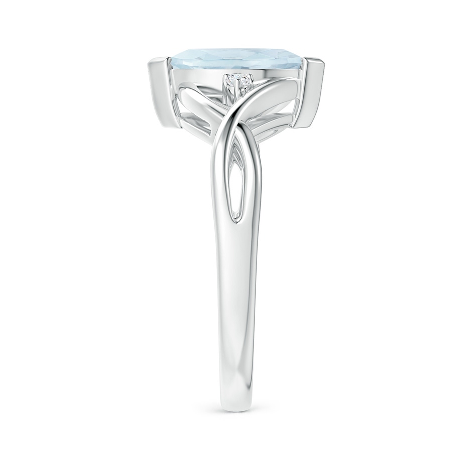 10x5mm A Criss-Cross Marquise Aquamarine Solitaire Ring with Diamonds in White Gold side-2