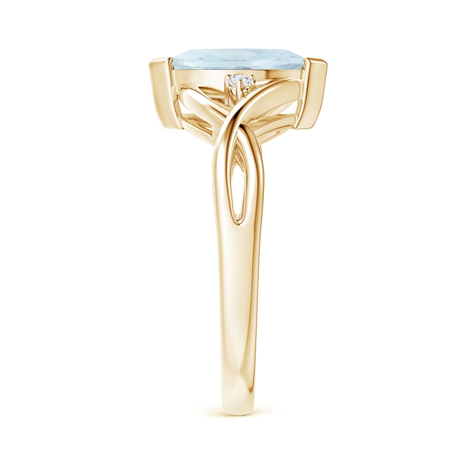 10x5mm A Criss-Cross Marquise Aquamarine Solitaire Ring with Diamonds in Yellow Gold side-2