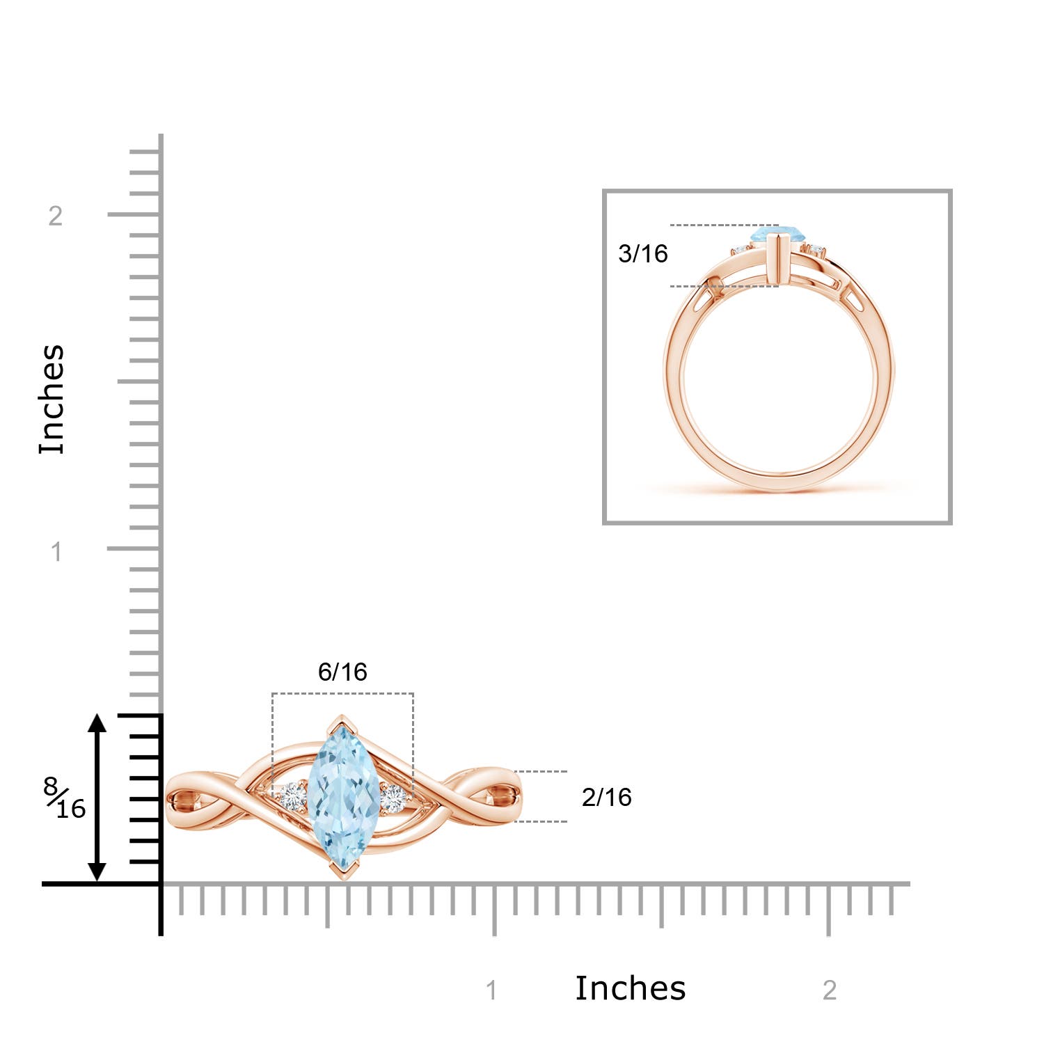 AA - Aquamarine / 0.88 CT / 14 KT Rose Gold