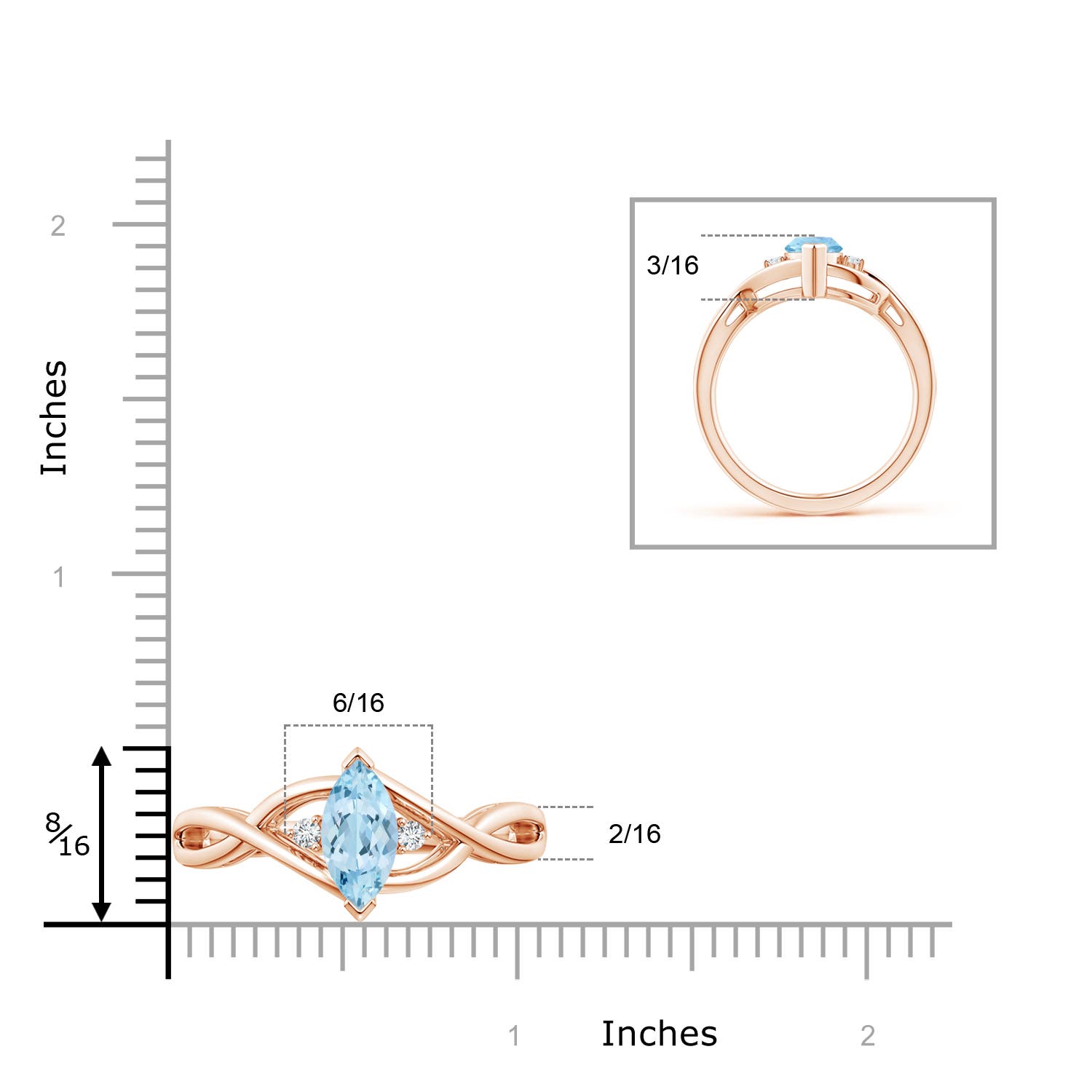 AAA - Aquamarine / 0.88 CT / 14 KT Rose Gold