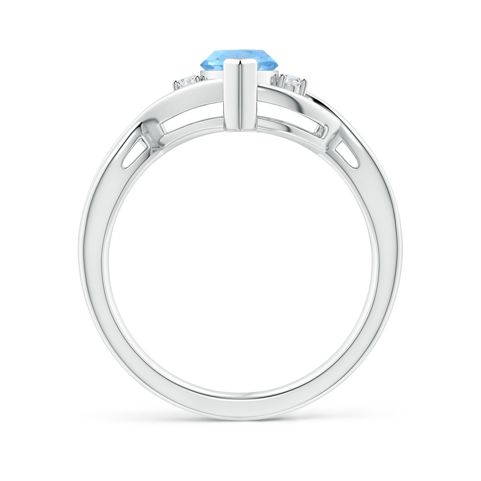 10x5mm AAAA Criss-Cross Marquise Aquamarine Solitaire Ring with Diamonds in White Gold side-1