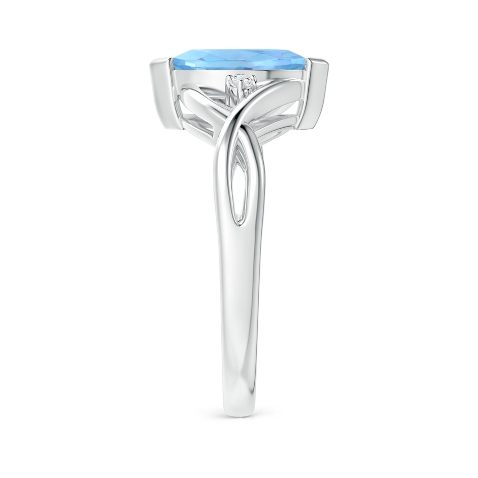 10x5mm AAAA Criss-Cross Marquise Aquamarine Solitaire Ring with Diamonds in White Gold side-2