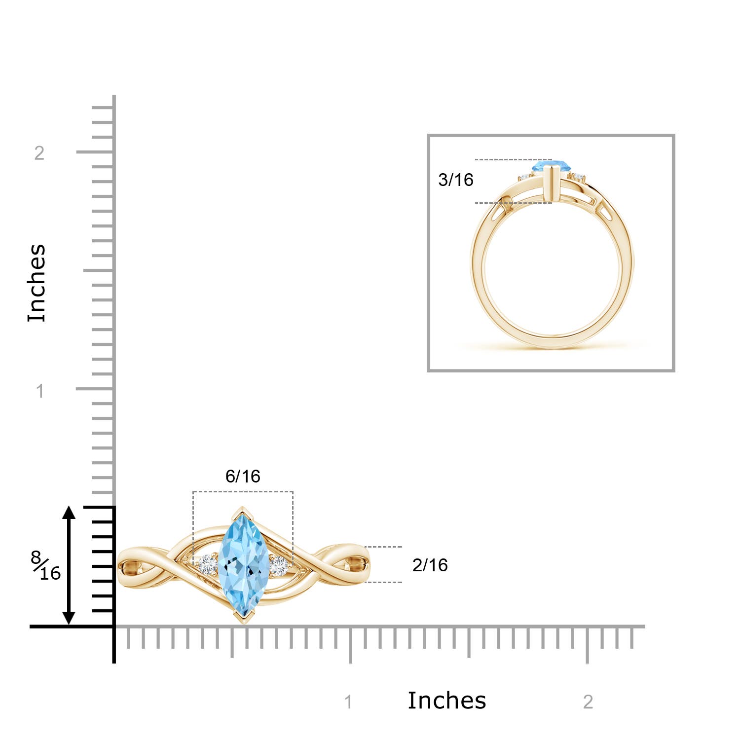 AAAA - Aquamarine / 0.88 CT / 14 KT Yellow Gold