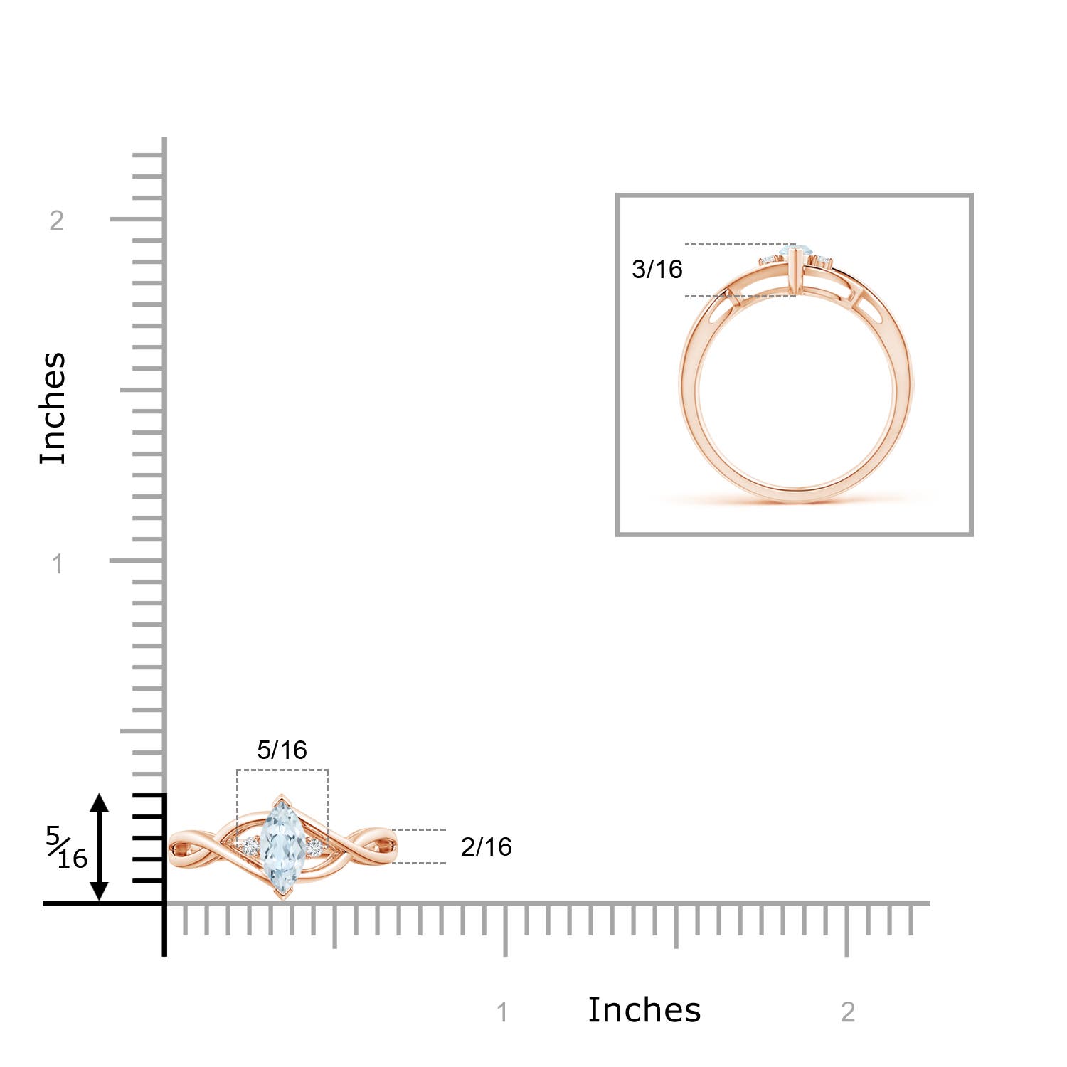 A - Aquamarine / 0.23 CT / 14 KT Rose Gold