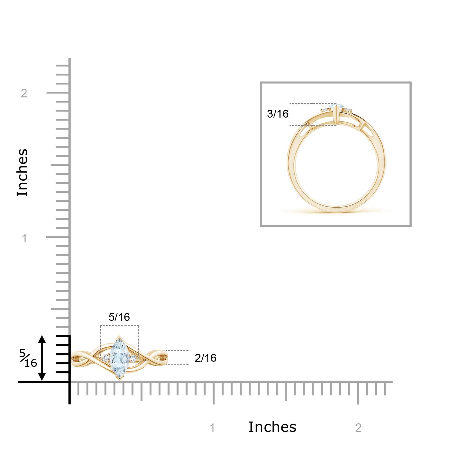 A - Aquamarine / 0.23 CT / 14 KT Yellow Gold