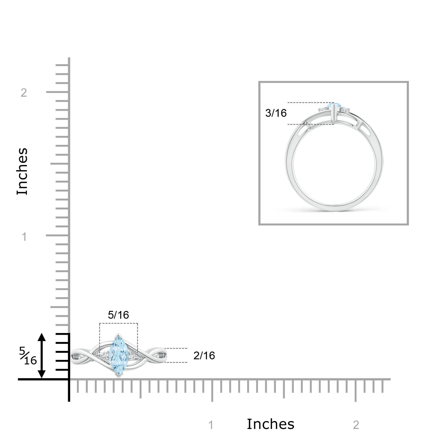 AA - Aquamarine / 0.23 CT / 14 KT White Gold