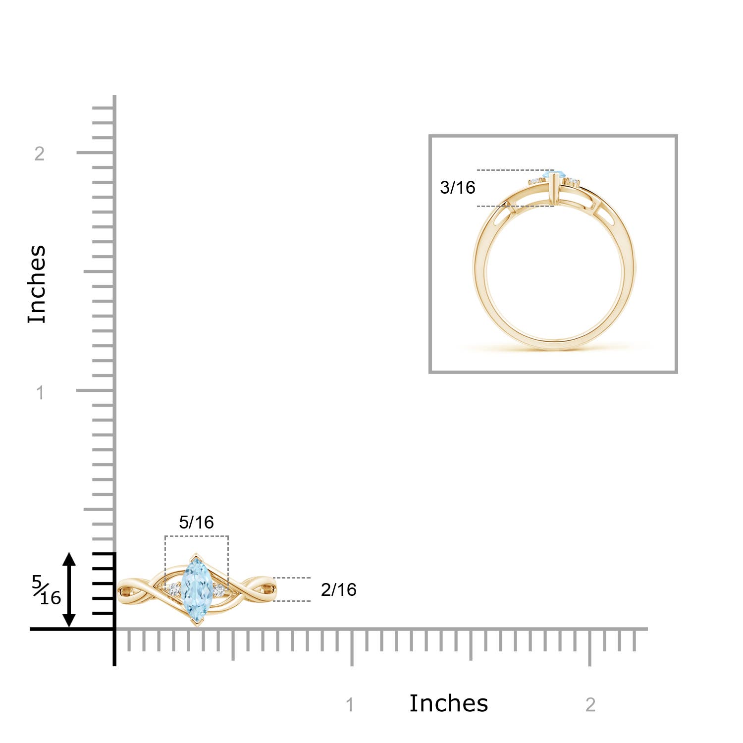 AA - Aquamarine / 0.23 CT / 14 KT Yellow Gold