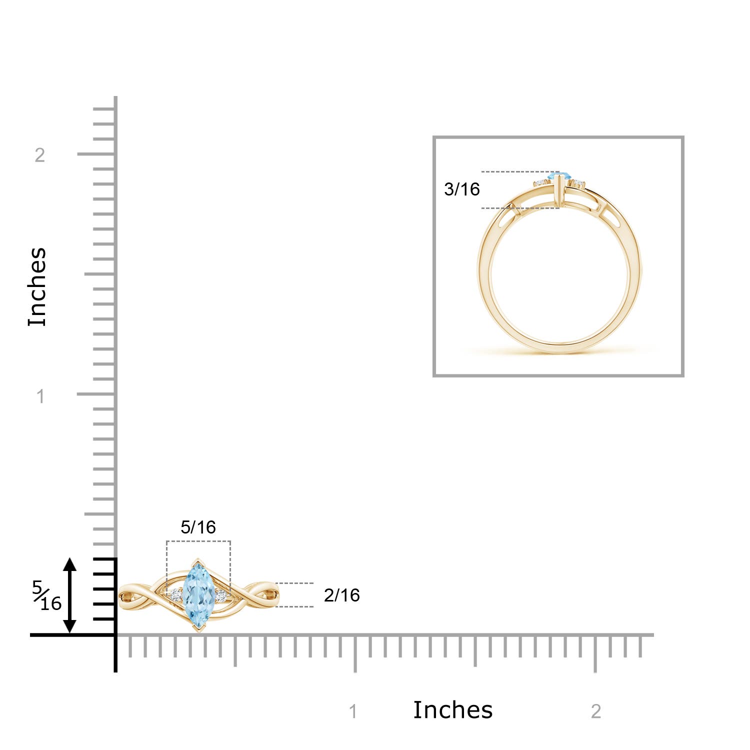 AAA - Aquamarine / 0.23 CT / 14 KT Yellow Gold