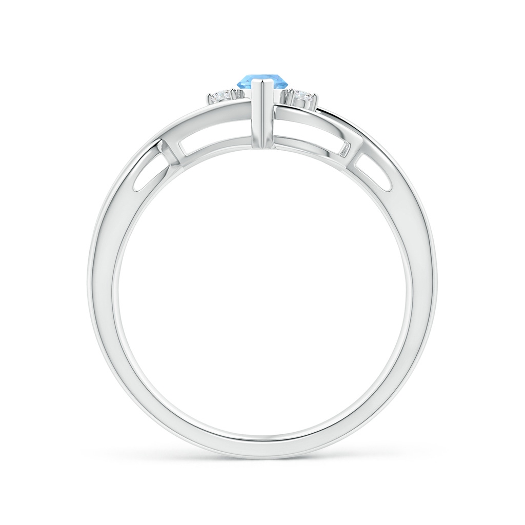 6x3mm AAAA Criss-Cross Marquise Aquamarine Solitaire Ring with Diamonds in White Gold Side-1