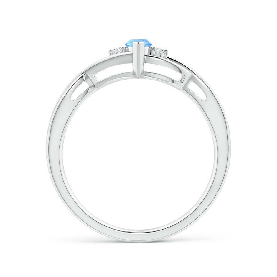 6x3mm AAAA Criss-Cross Marquise Aquamarine Solitaire Ring with Diamonds in White Gold side-1