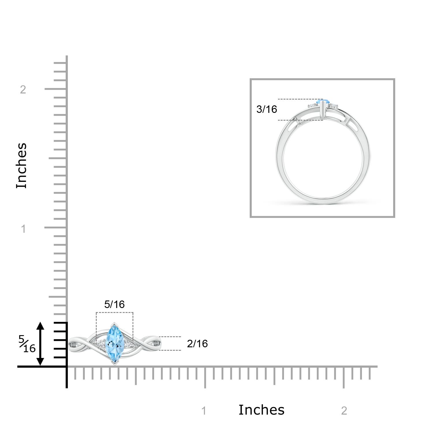 AAAA - Aquamarine / 0.23 CT / 14 KT White Gold