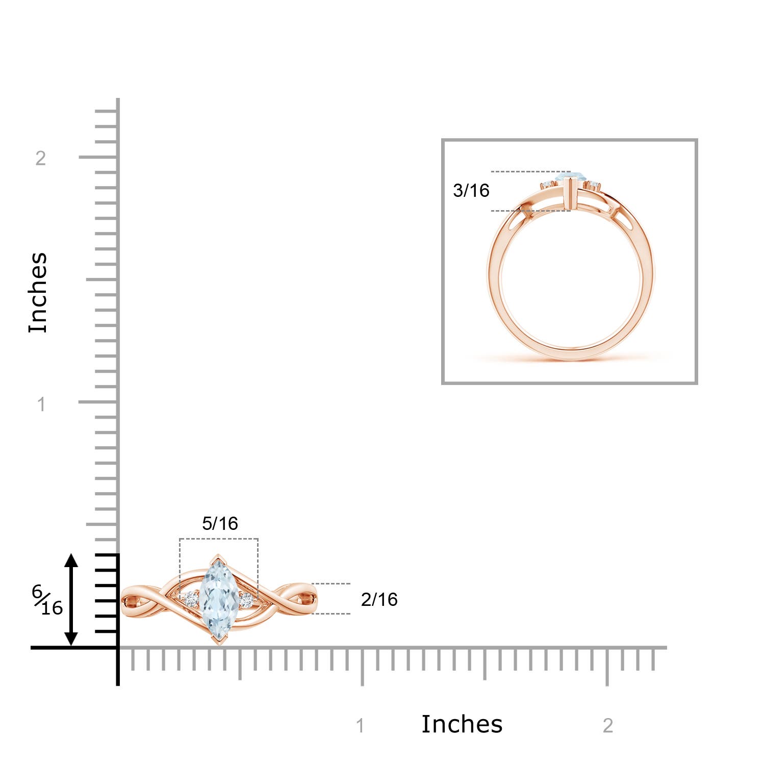 A - Aquamarine / 0.43 CT / 14 KT Rose Gold