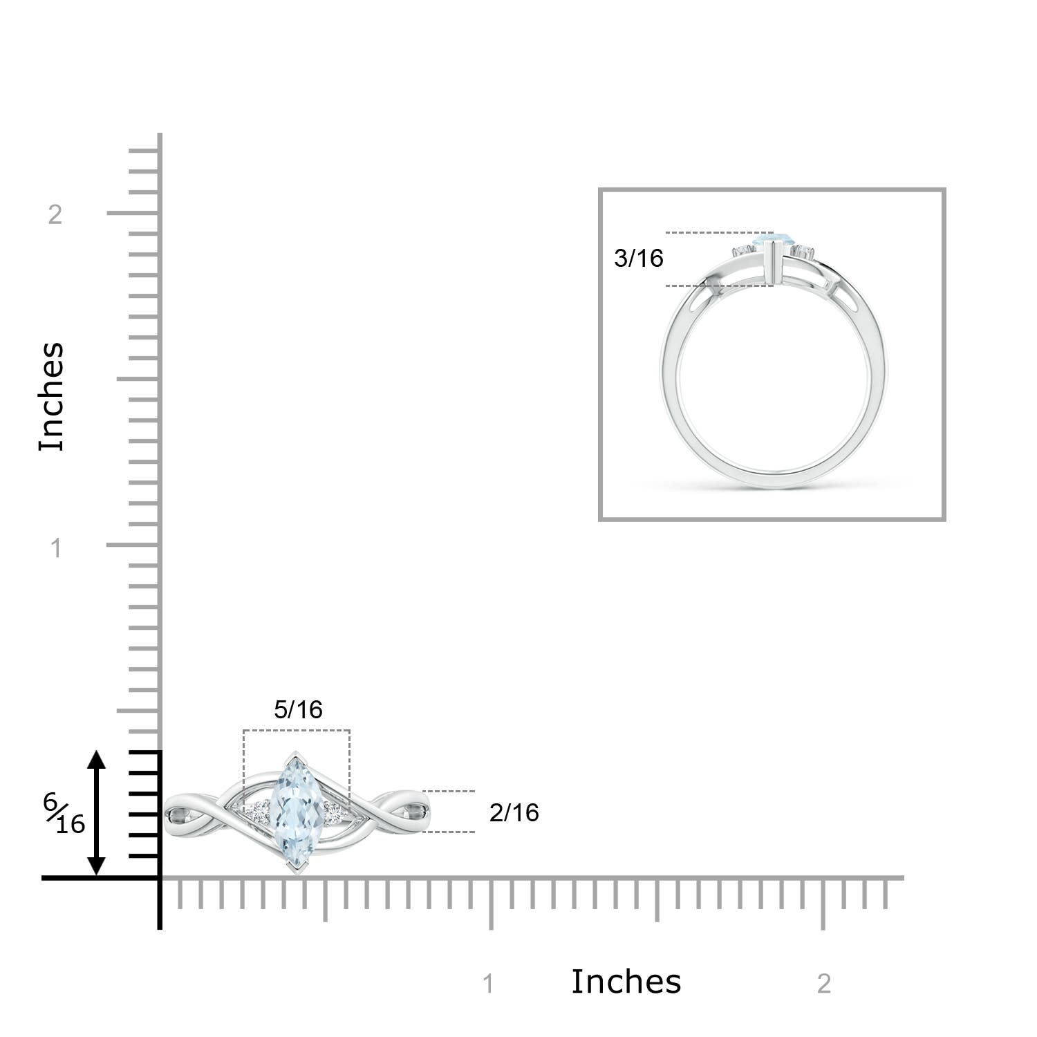 A - Aquamarine / 0.43 CT / 14 KT White Gold