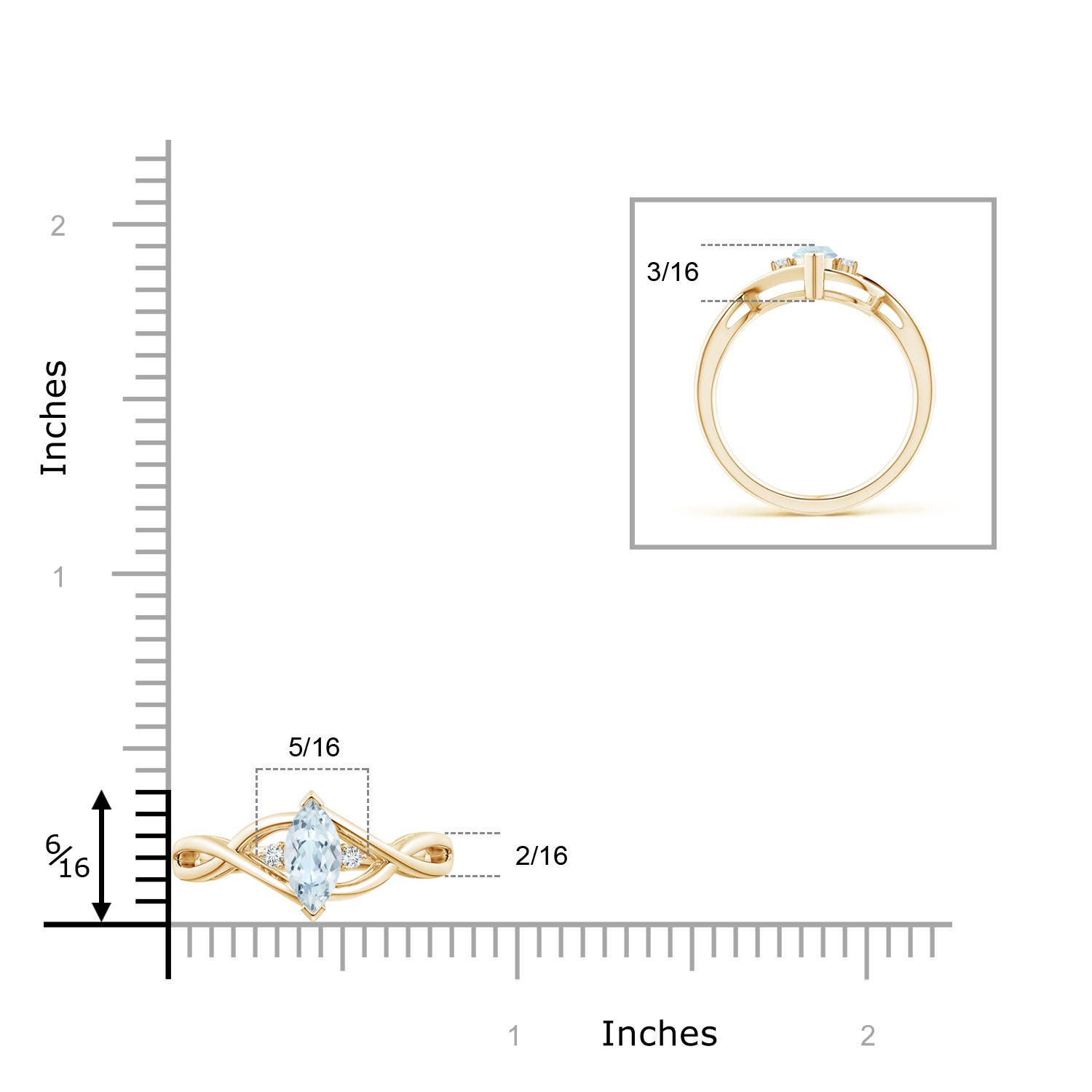 A - Aquamarine / 0.43 CT / 14 KT Yellow Gold