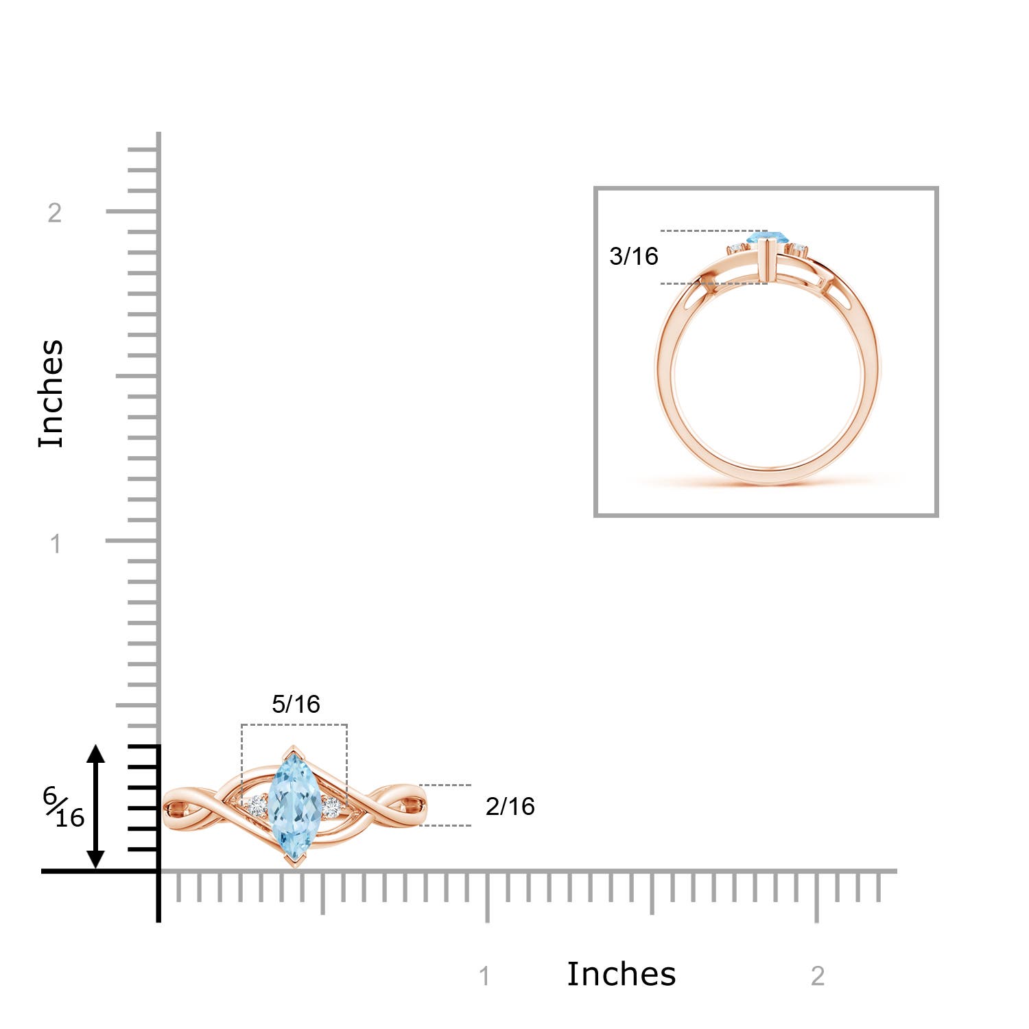 AAA - Aquamarine / 0.43 CT / 14 KT Rose Gold