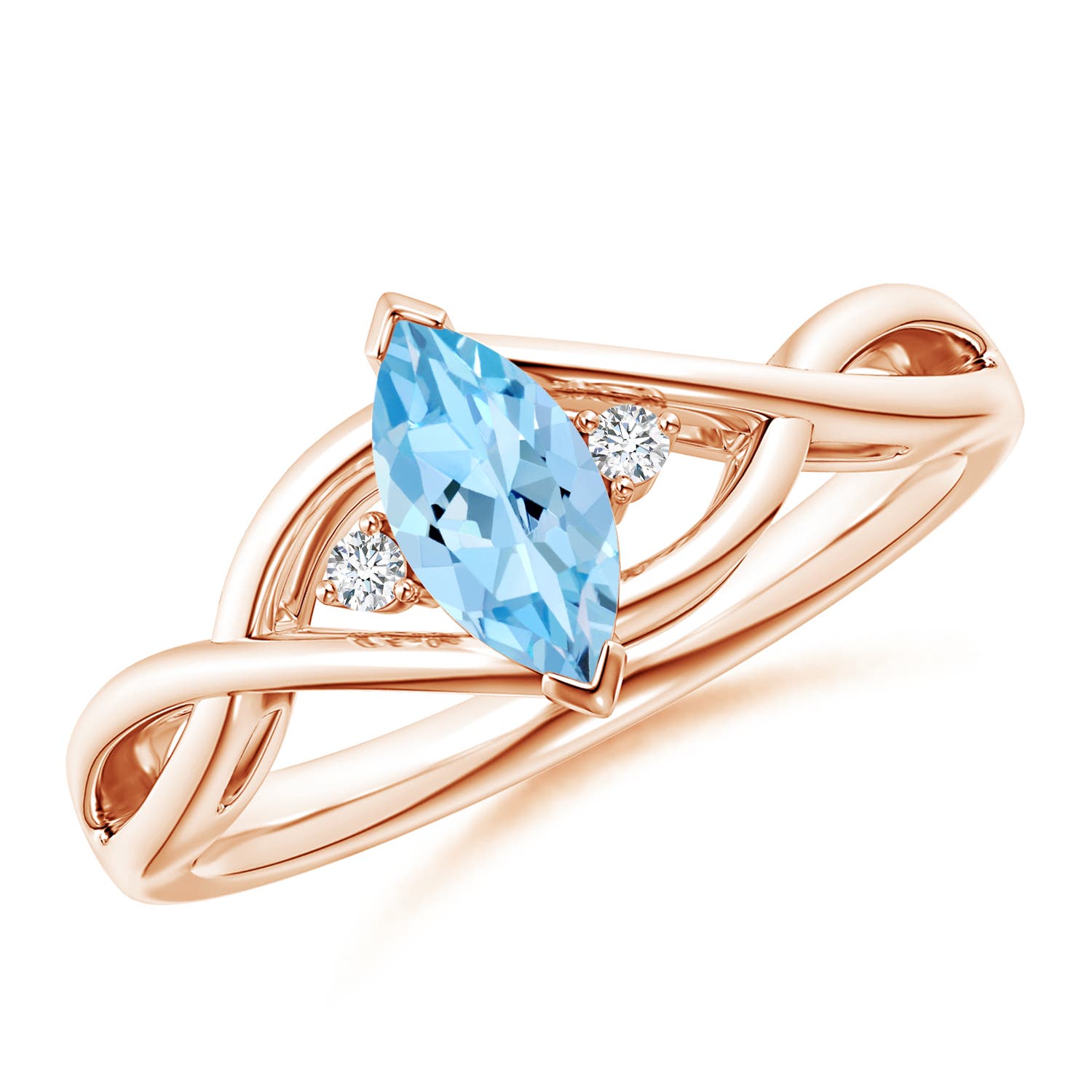 AAAA - Aquamarine / 0.43 CT / 14 KT Rose Gold