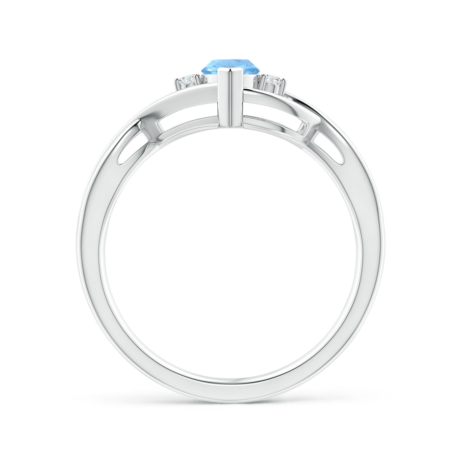 8x4mm AAAA Criss-Cross Marquise Aquamarine Solitaire Ring with Diamonds in White Gold side-1