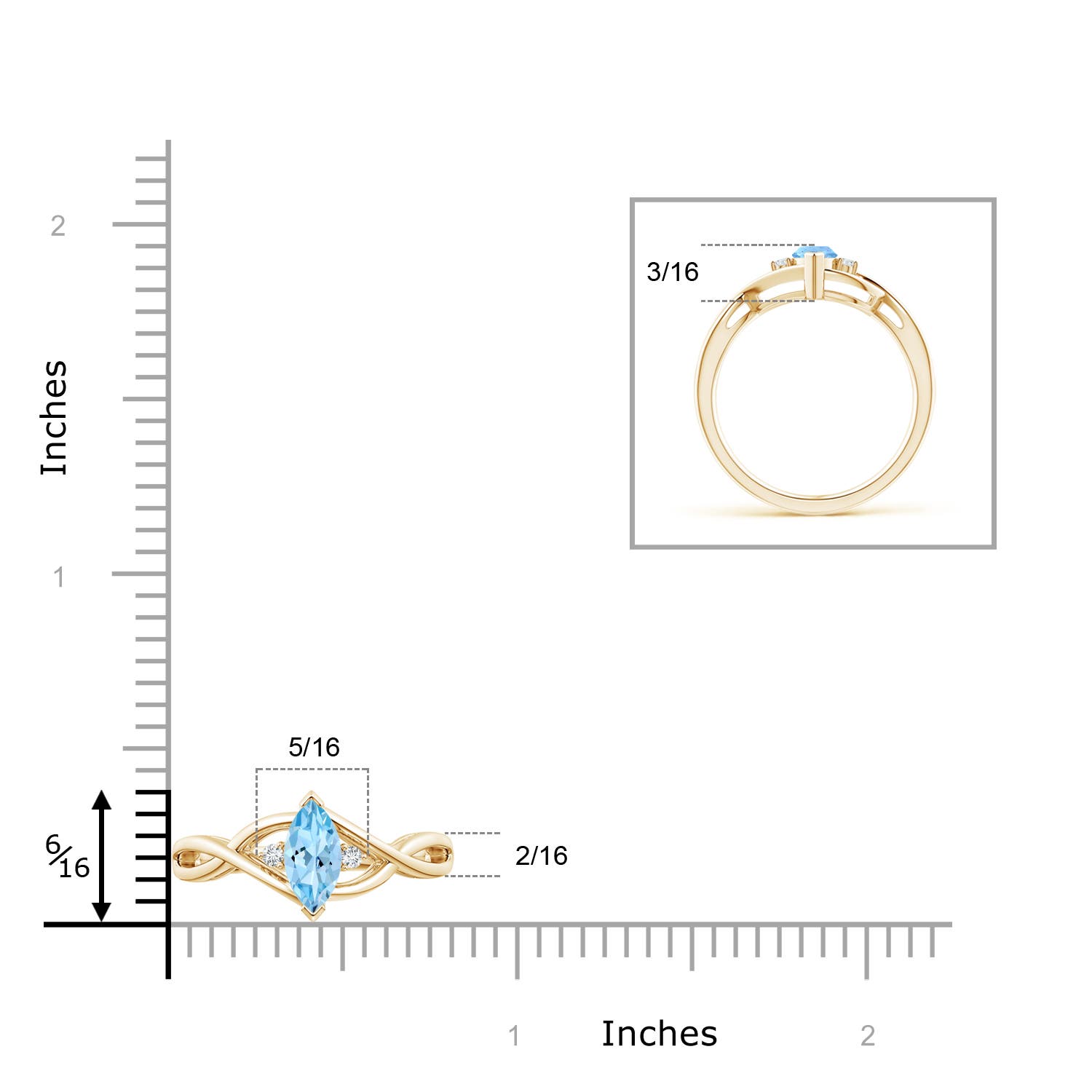 AAAA - Aquamarine / 0.43 CT / 14 KT Yellow Gold