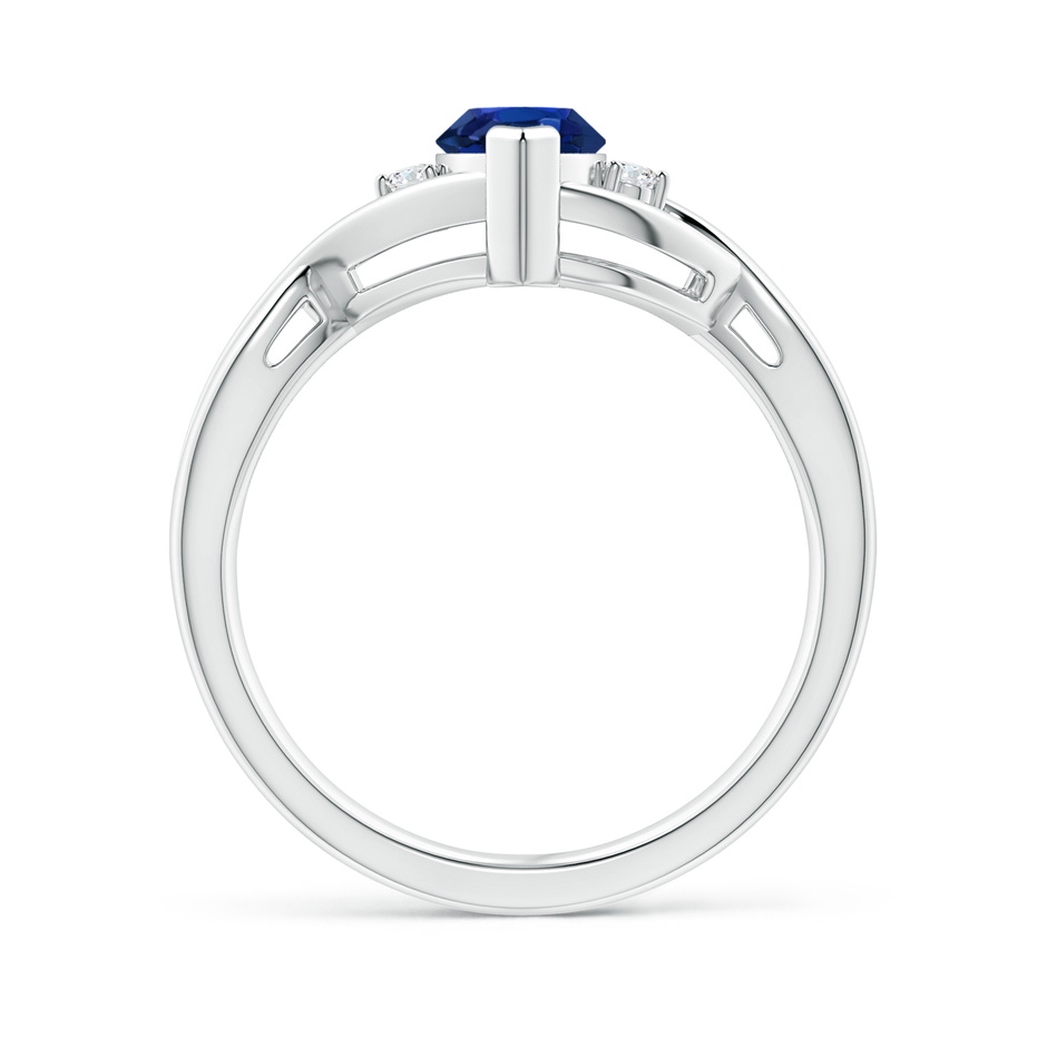 10x5mm AA Criss-Cross Marquise Sapphire Solitaire Ring with Diamonds in White Gold side-1
