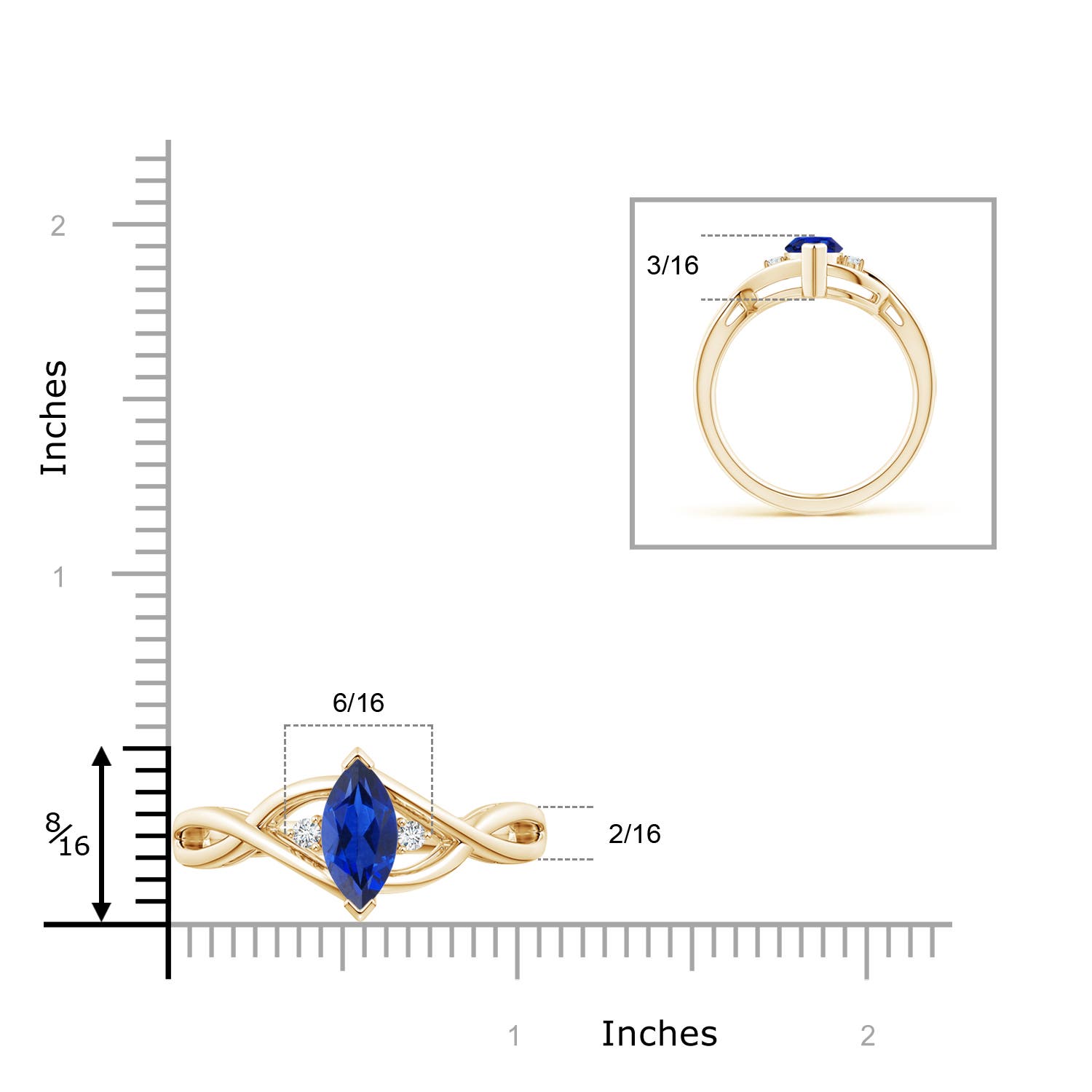 AAA - Blue Sapphire / 1.18 CT / 14 KT Yellow Gold