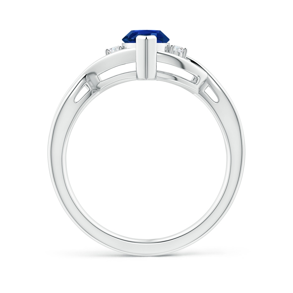 10x5mm AAAA Criss-Cross Marquise Sapphire Solitaire Ring with Diamonds in P950 Platinum side-1