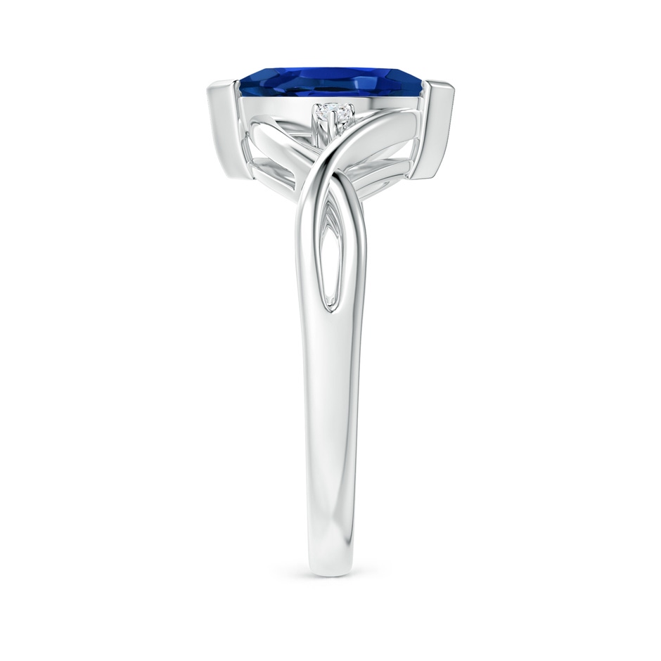 10x5mm AAAA Criss-Cross Marquise Sapphire Solitaire Ring with Diamonds in P950 Platinum side-2