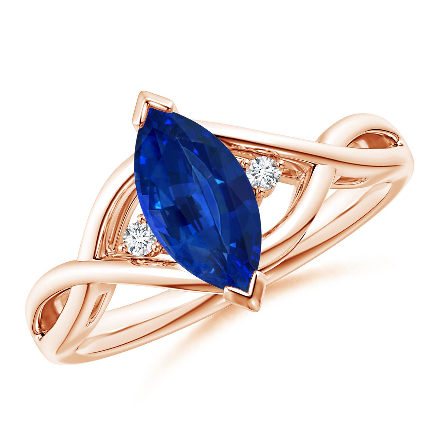 AAAA - Blue Sapphire / 1.18 CT / 14 KT Rose Gold