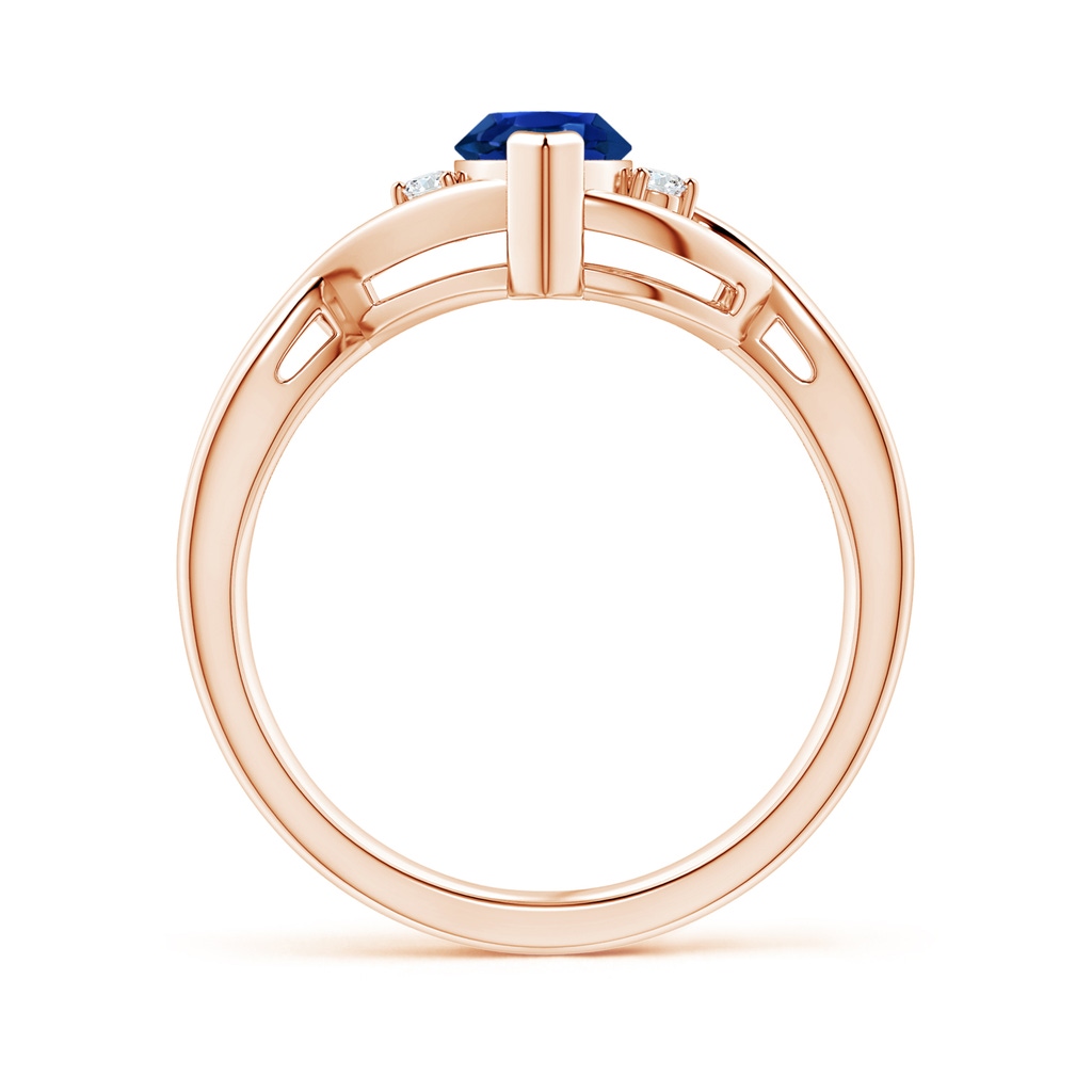10x5mm AAAA Criss-Cross Marquise Sapphire Solitaire Ring with Diamonds in Rose Gold Side-1