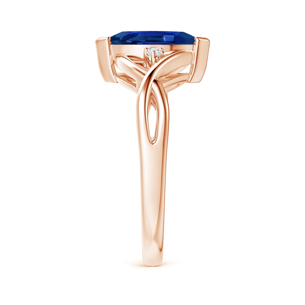 10x5mm AAAA Criss-Cross Marquise Sapphire Solitaire Ring with Diamonds in Rose Gold Side-2