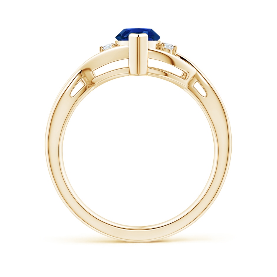 10x5mm AAAA Criss-Cross Marquise Sapphire Solitaire Ring with Diamonds in Yellow Gold side-1