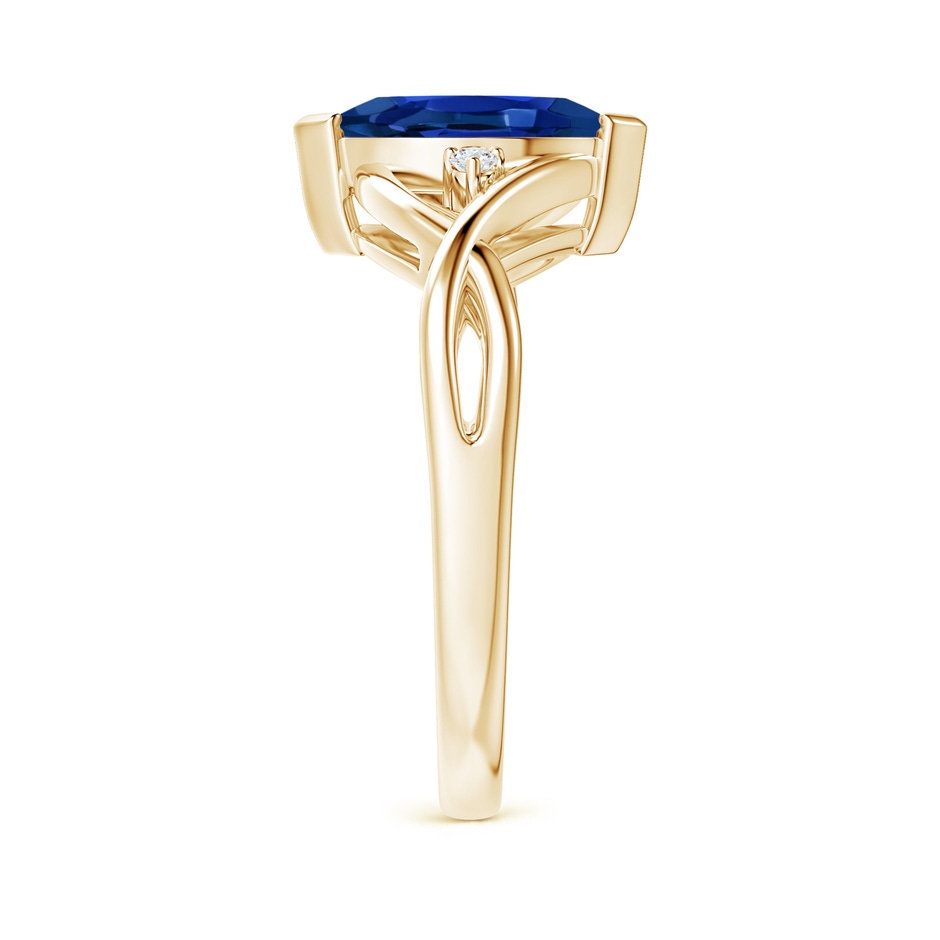 10x5mm AAAA Criss-Cross Marquise Sapphire Solitaire Ring with Diamonds in Yellow Gold side-2