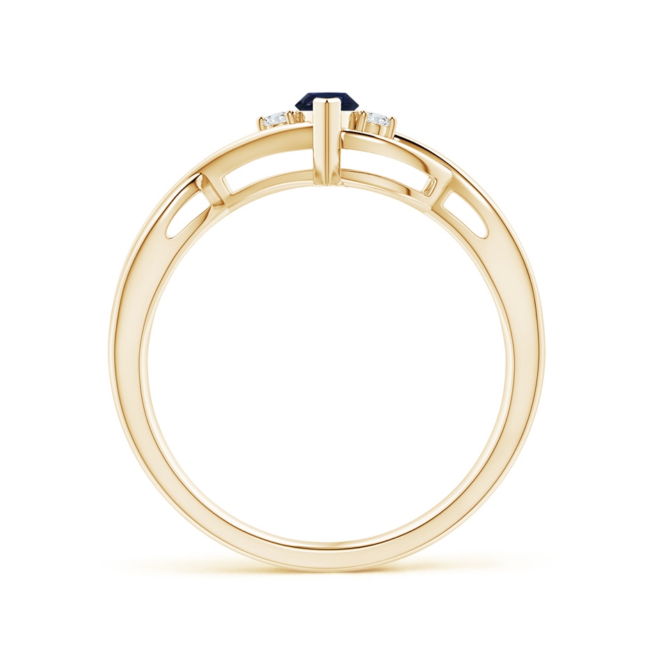 6x3mm A Criss-Cross Marquise Sapphire Solitaire Ring with Diamonds in 9K Yellow Gold product image