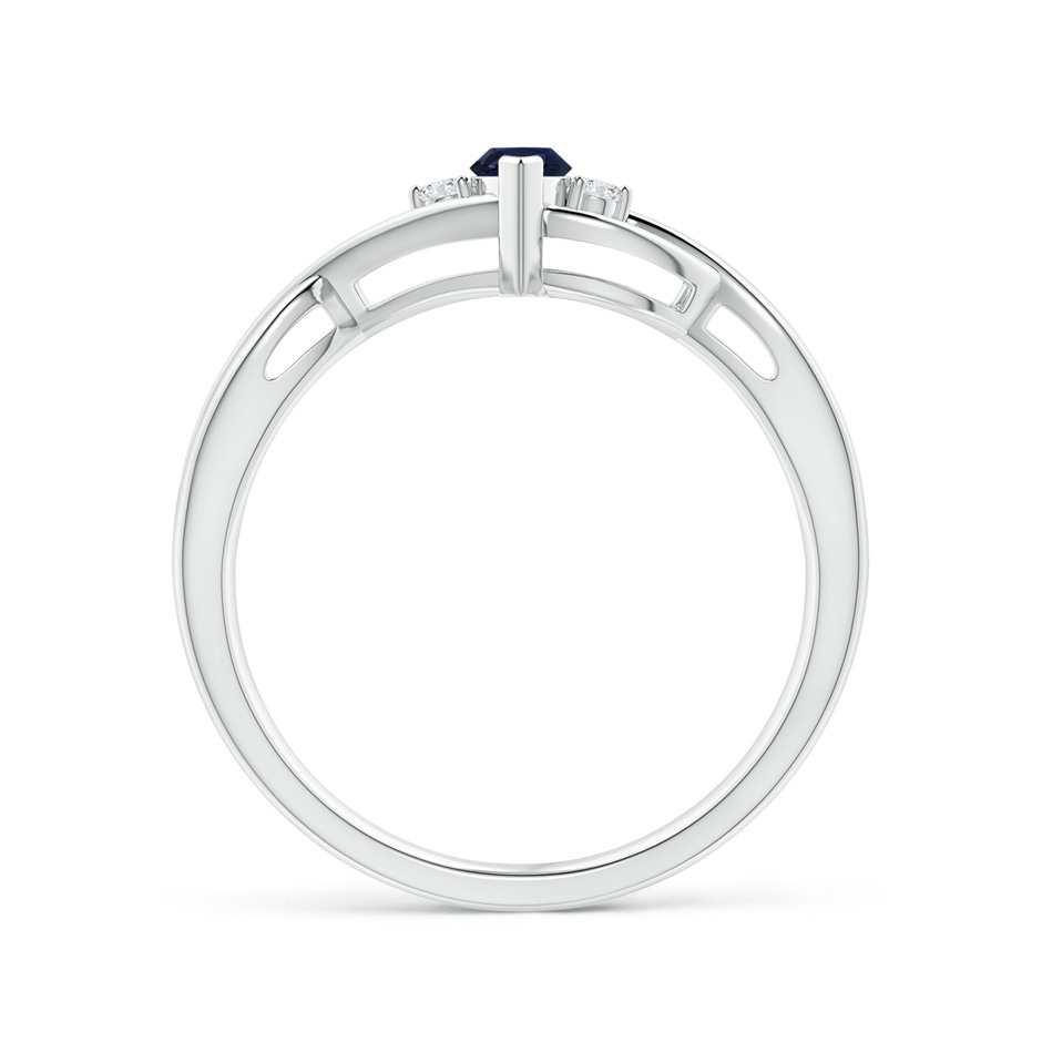 6x3mm A Criss-Cross Marquise Sapphire Solitaire Ring with Diamonds in P950 Platinum side-1