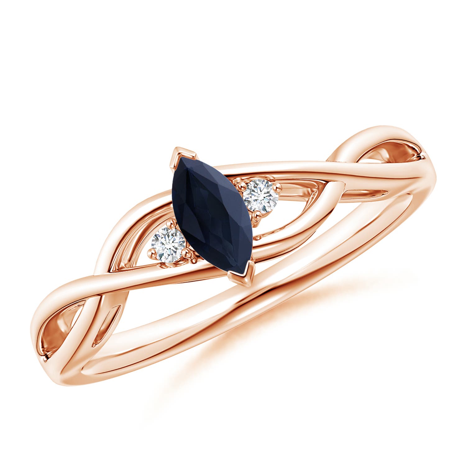 A - Blue Sapphire / 0.33 CT / 14 KT Rose Gold