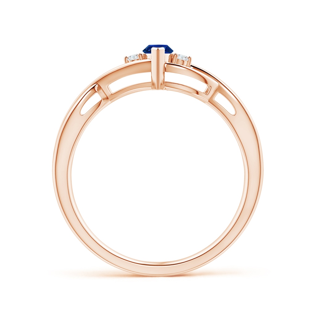 6x3mm AAAA Criss-Cross Marquise Sapphire Solitaire Ring with Diamonds in 9K Rose Gold Product Image