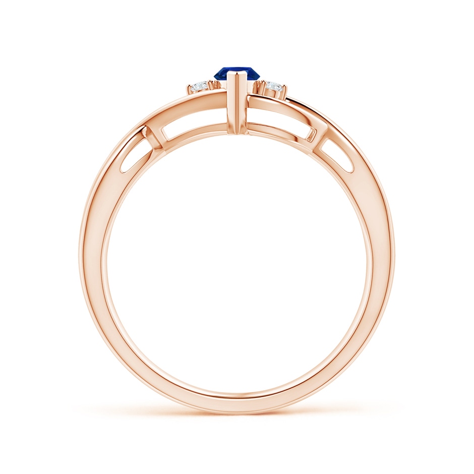 6x3mm AAAA Criss-Cross Marquise Sapphire Solitaire Ring with Diamonds in Rose Gold side-1