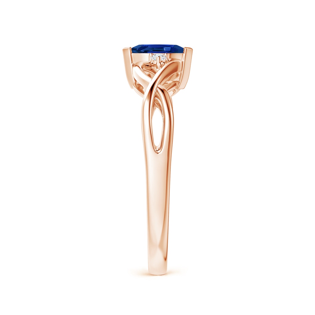 6x3mm AAAA Criss-Cross Marquise Sapphire Solitaire Ring with Diamonds in Rose Gold Side-2