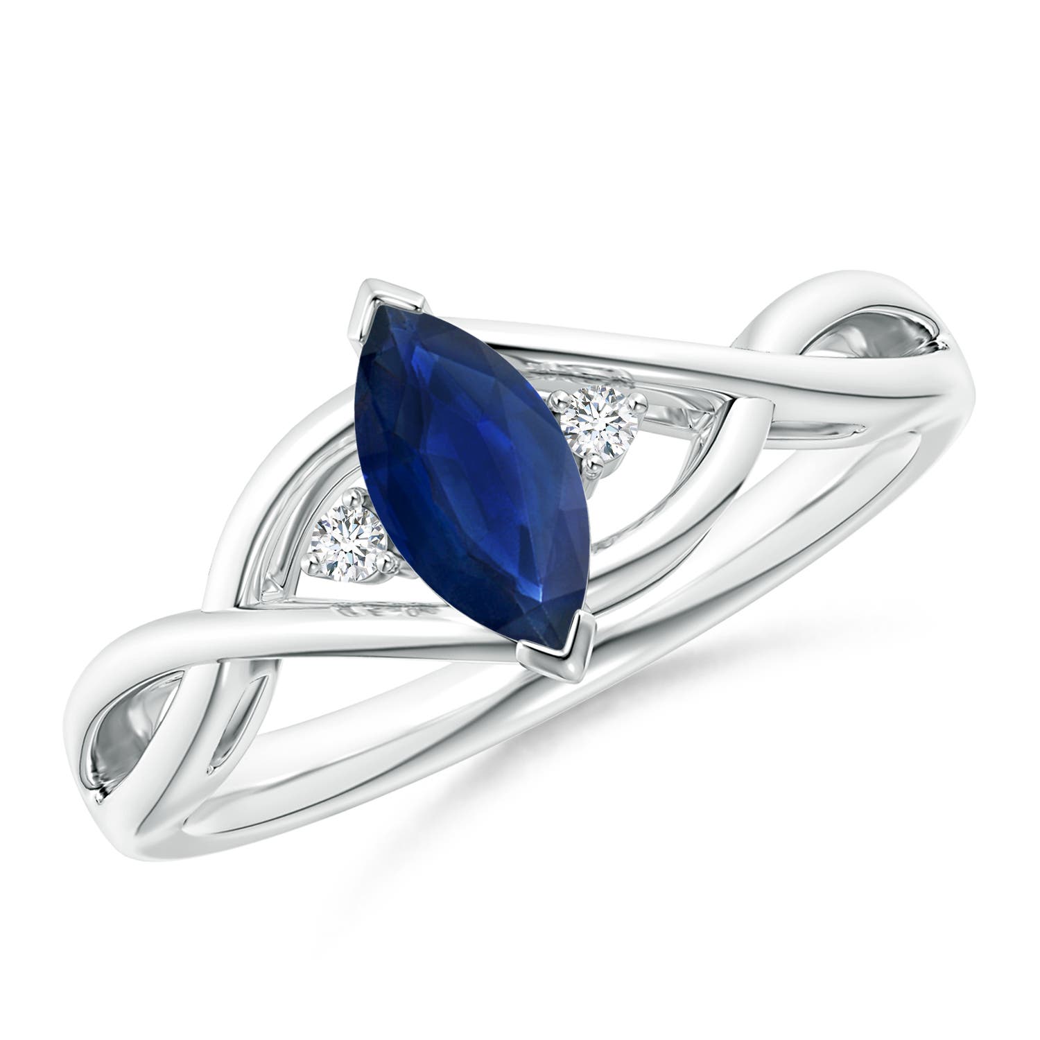 AA - Blue Sapphire / 0.63 CT / 14 KT White Gold