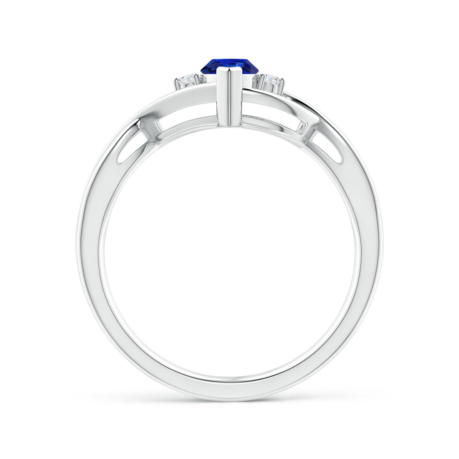 AAA - Blue Sapphire / 0.63 CT / 14 KT White Gold