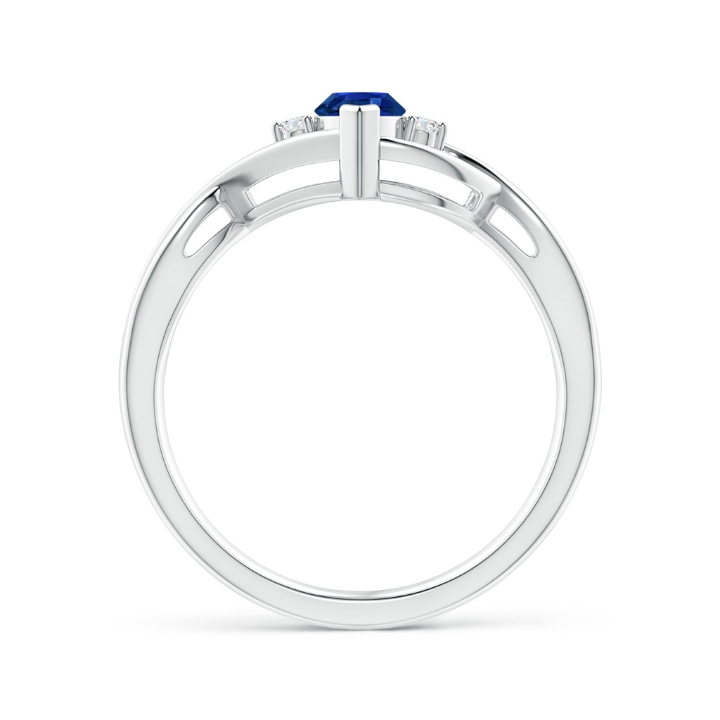 8x4mm AAAA Criss-Cross Marquise Sapphire Solitaire Ring with Diamonds in P950 Platinum Side-1