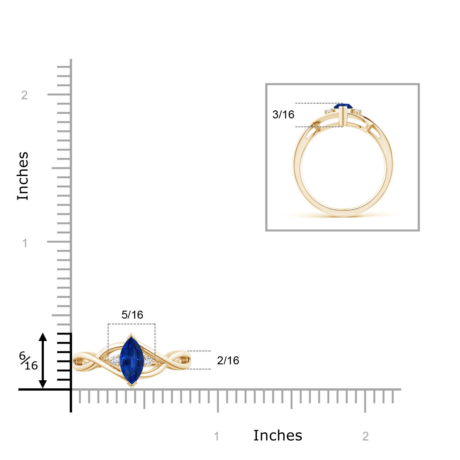 AAAA - Blue Sapphire / 0.63 CT / 14 KT Yellow Gold