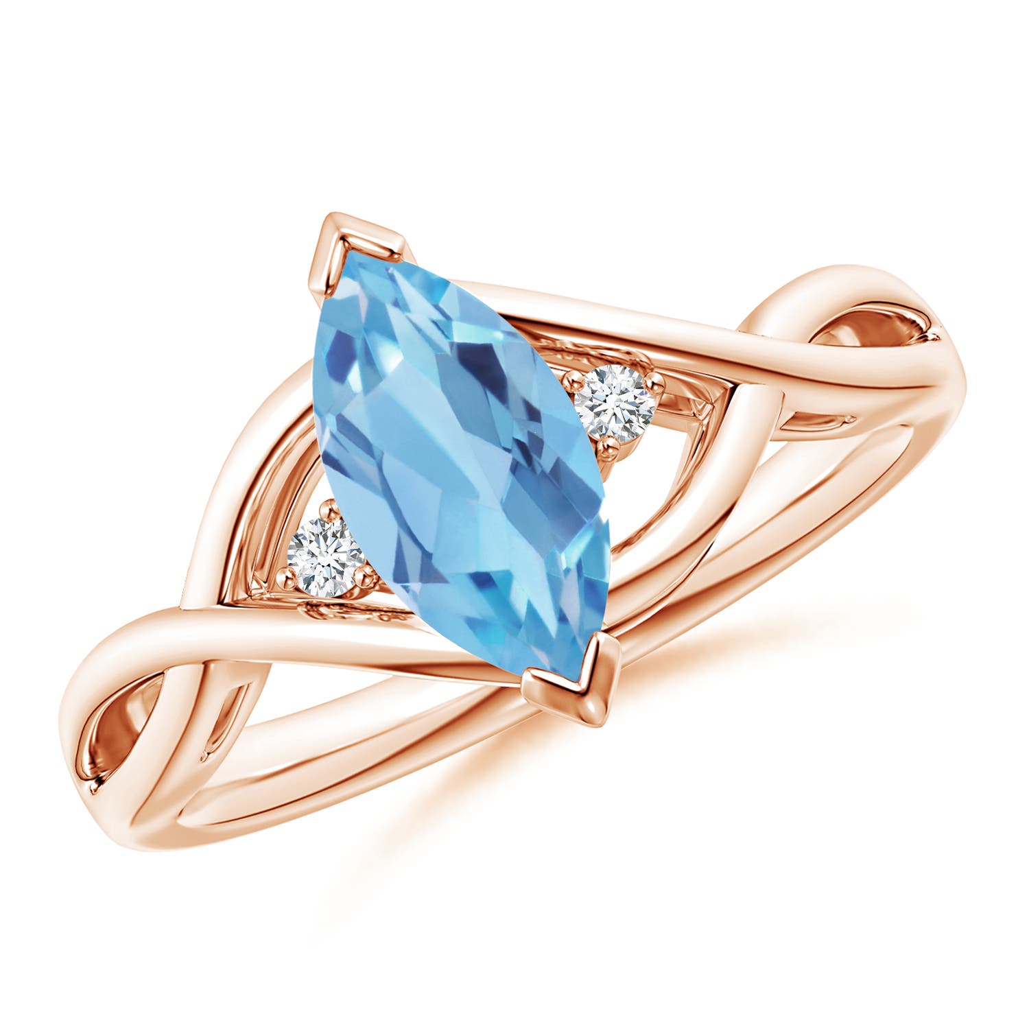 A - Swiss Blue Topaz / 1.23 CT / 14 KT Rose Gold