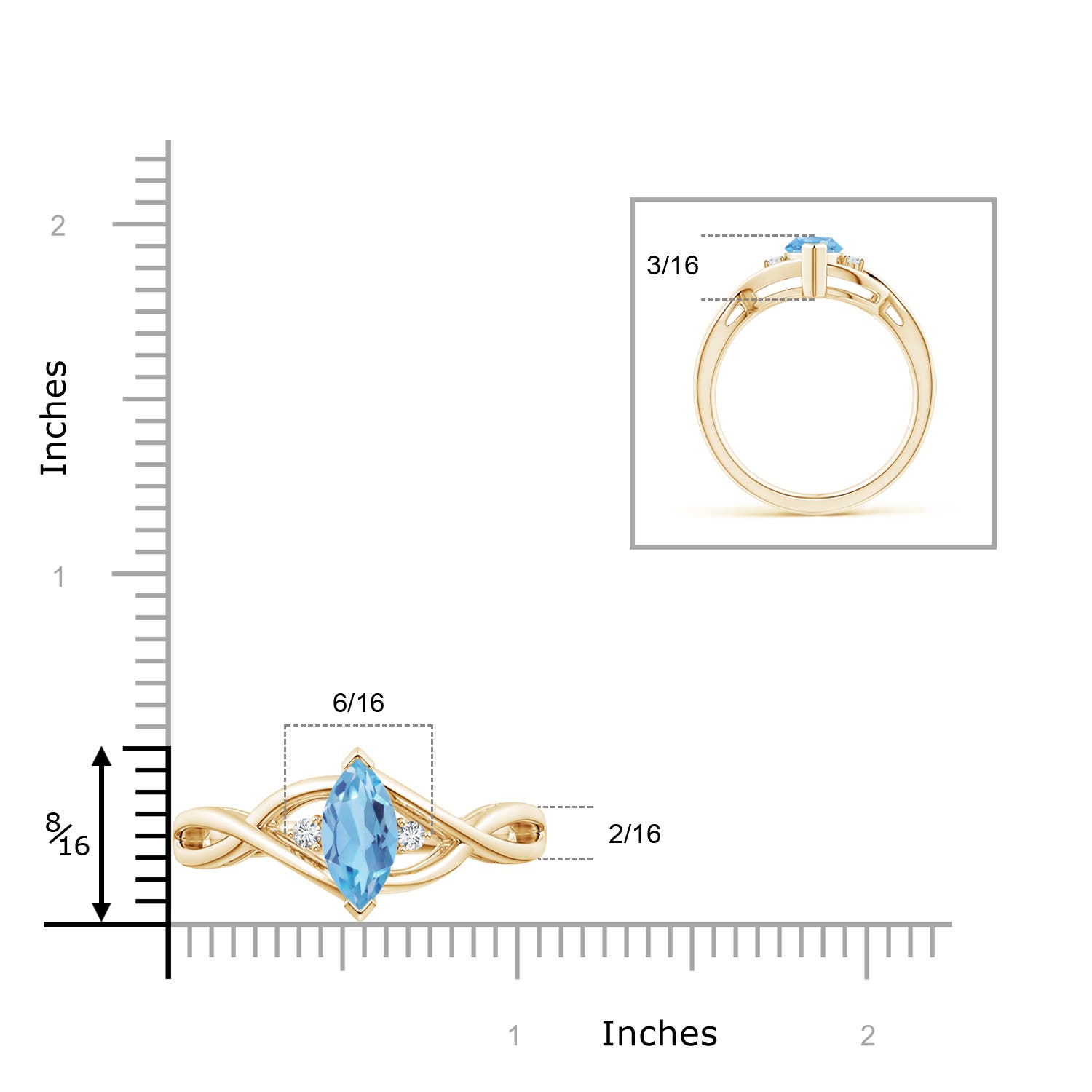 A - Swiss Blue Topaz / 1.23 CT / 14 KT Yellow Gold