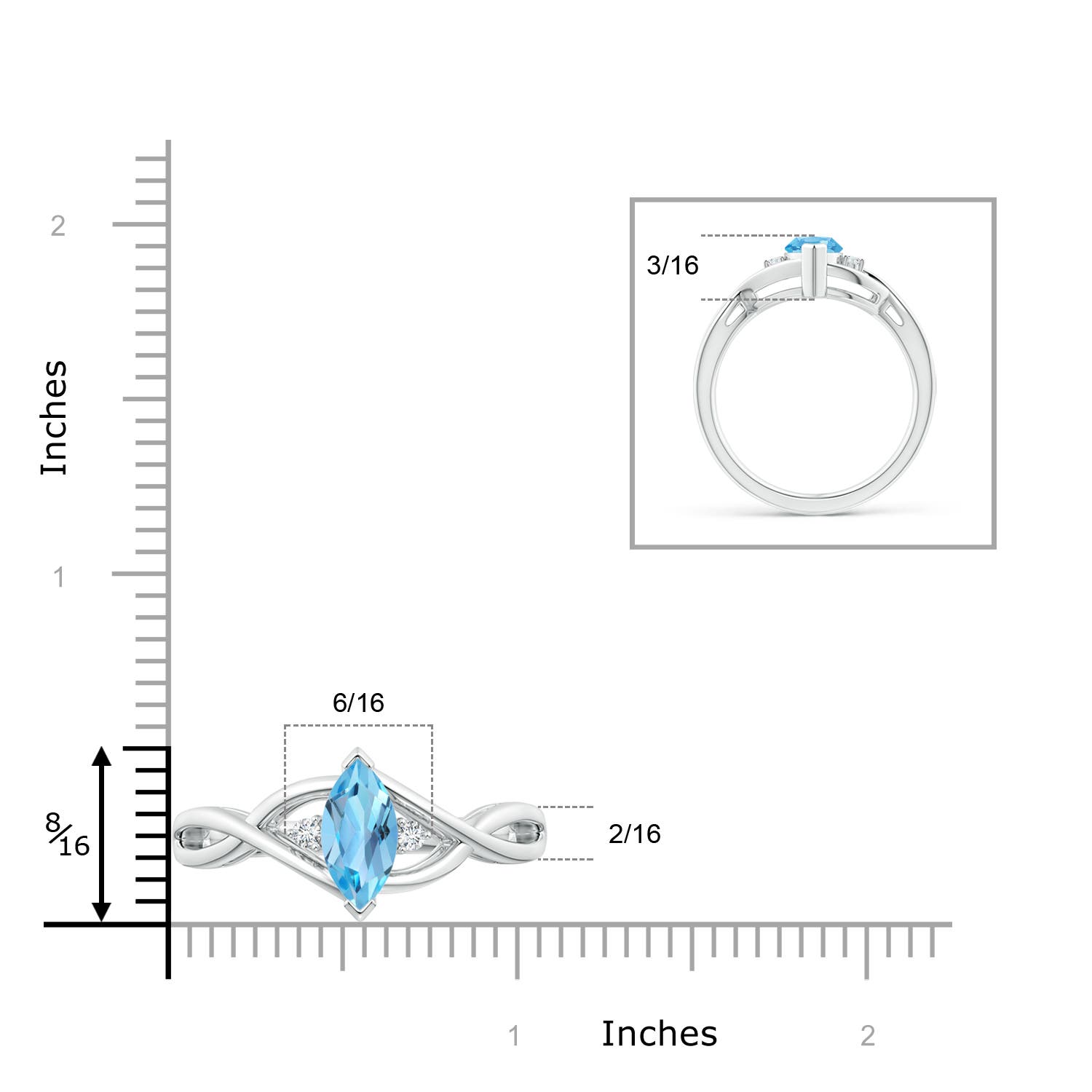 AA - Swiss Blue Topaz / 1.23 CT / 14 KT White Gold